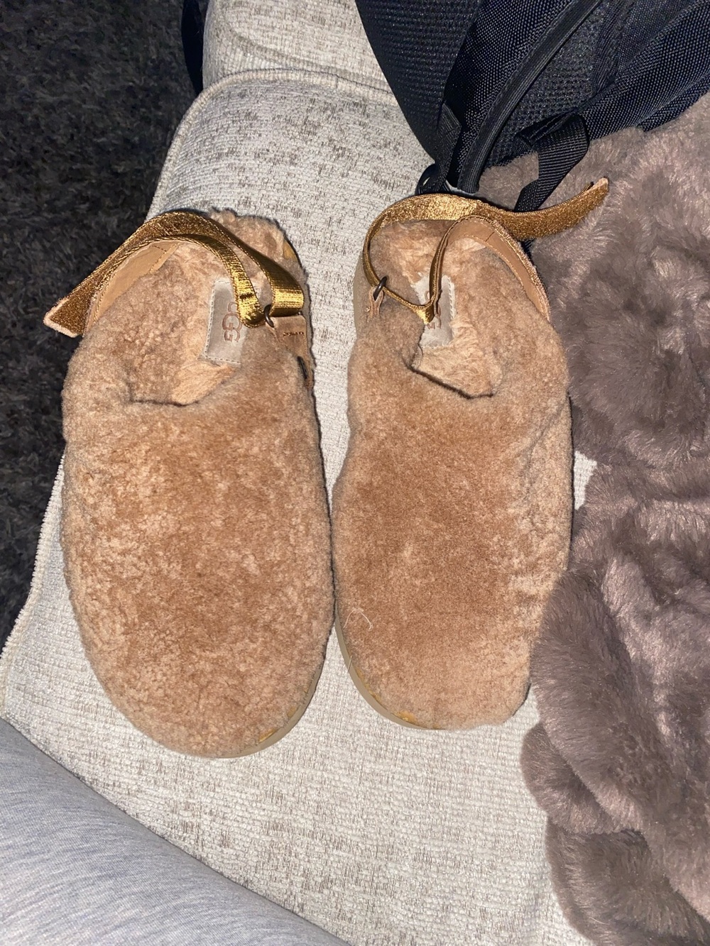 UGG Chestnut Shearling Slip-On Clog with brown Strap